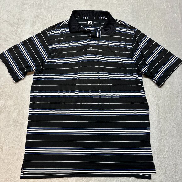 FootJoy Polo Shirt Mens L Black‎ Striped Lightweight Performance Stretch Golf - Picture 1 of 7